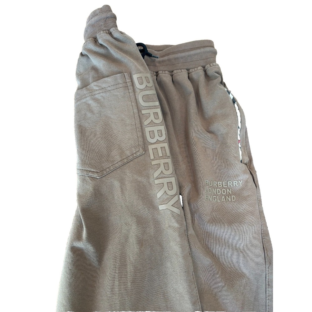 Burberry novacheck panel logo straight/taper jogging pants sweatpants brown sz L